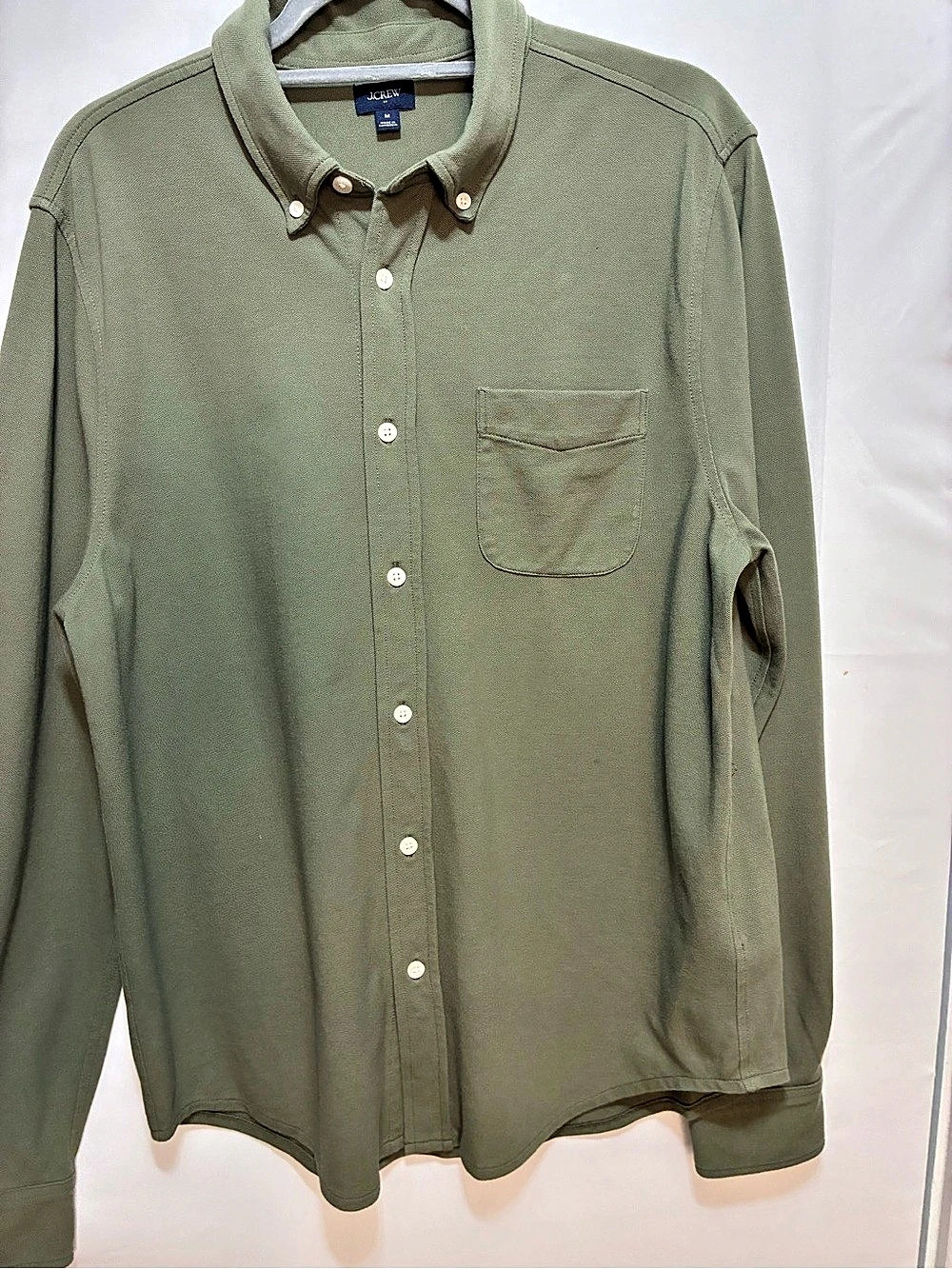 J.Crew Men's Olive Button Down Shirt Size Large